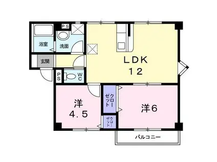 第3龍球園ハイツ(2LDK/2階)の間取り写真