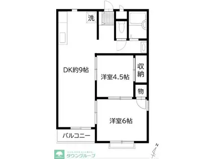 JUNエリール(2DK/1階)の間取り写真