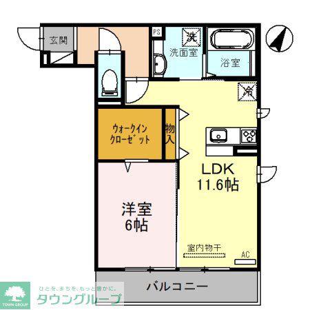 メゾン茶々(1LDK/2階)の間取り写真