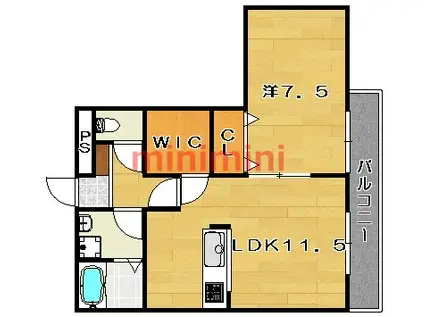 アビタシオン(1LDK/2階)の間取り写真