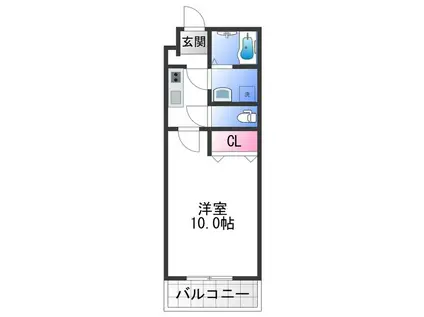 FELIZ羽倉崎(1K/3階)の間取り写真