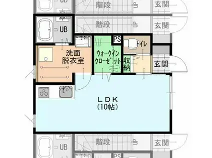 グラン・パレスかほくVI(ワンルーム/1階)の間取り写真