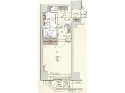 グラントゥルース両国(1K/4階)の間取り写真