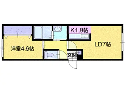 SHINE NOBLE 島松(1LDK/1階)の間取り写真