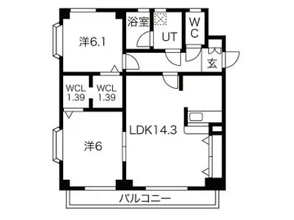 サンライズ滝ノ水(2LDK/2階)の間取り写真