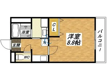 ソレイユ山坂(1K/2階)の間取り写真