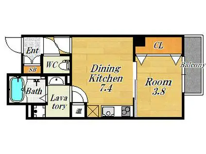 エイジュ西九条(1DK/1階)の間取り写真