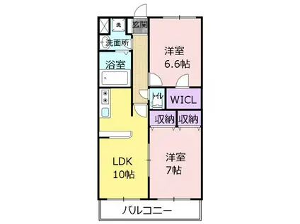 ルネス恵み野(2LDK/3階)の間取り写真