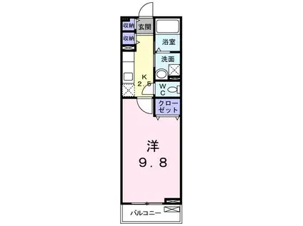 ビッグウエスト(1K/1階)の間取り写真