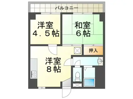 セルサス大道弐番館(2DK/3階)の間取り写真