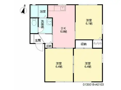 グリーンゲーブルス 壱番館(3DK/1階)の間取り写真