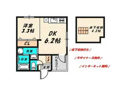 ハーモニーテラス大宮III(1DK/1階)の間取り写真
