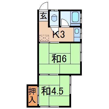 小国コーポラス(2K/2階)の間取り写真