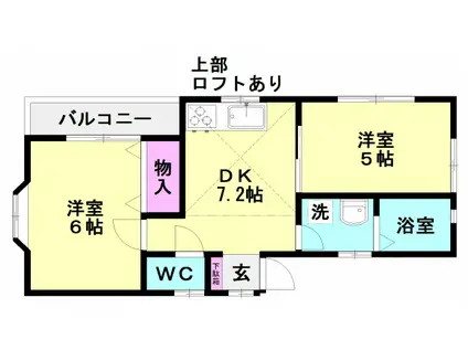 2WINS 福栄(2DK/2階)の間取り写真