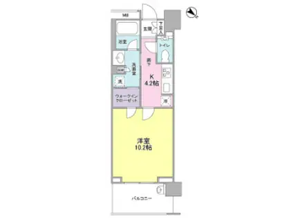 クロスエアタワー(1K/13階)の間取り写真