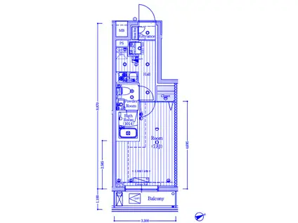 MAXIV新川崎(1K/1階)の間取り写真