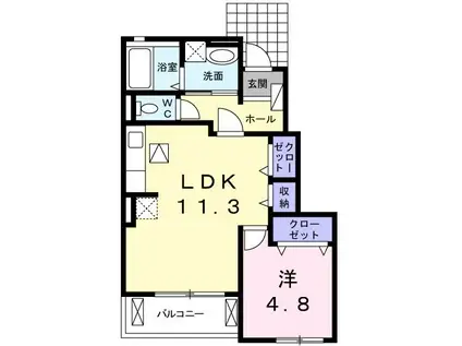 メゾン・カルム(1LDK/1階)の間取り写真