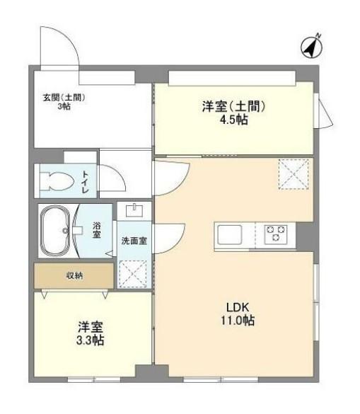 ウェルスクエア目黒(2LDK/1階)の間取り写真