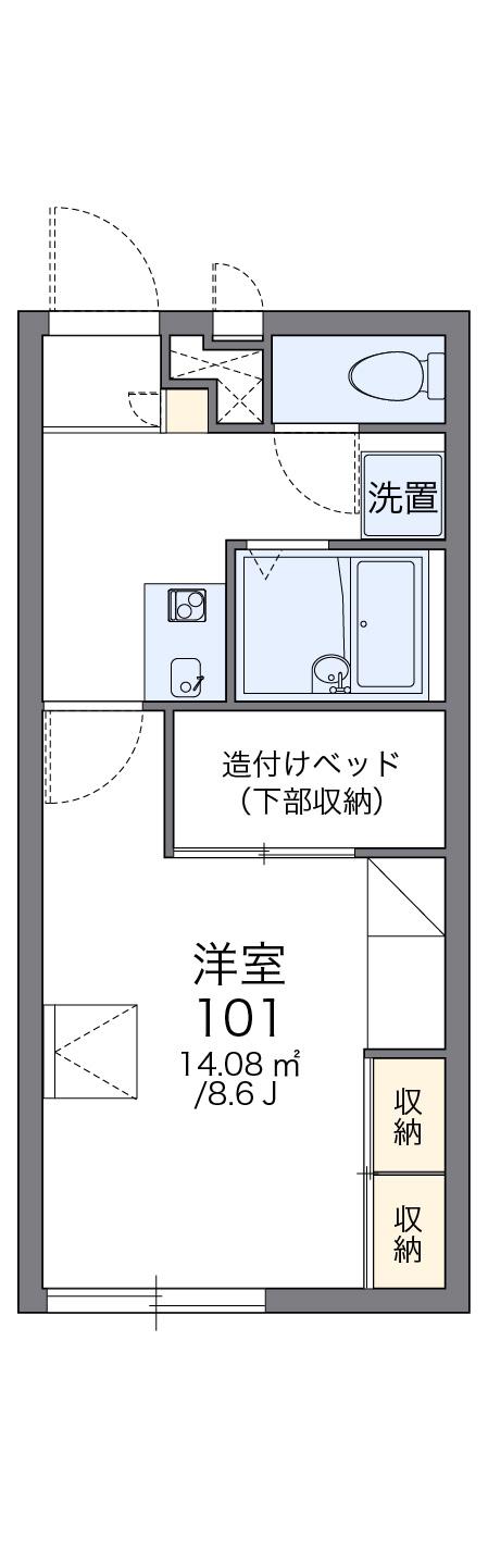 レオパレス若葉(1K/1階)の間取り写真