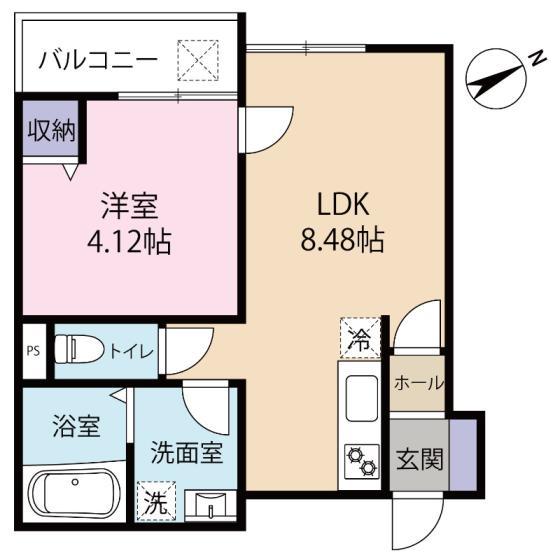 IMPERIAL今博多(1LDK/1階)の間取り写真
