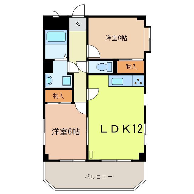 プリズムマンション(2LDK/4階)の間取り写真