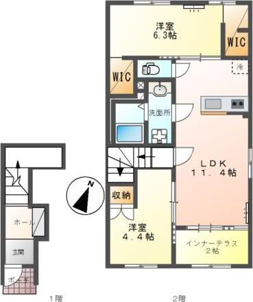 サンヴィア(2LDK/2階)の間取り写真