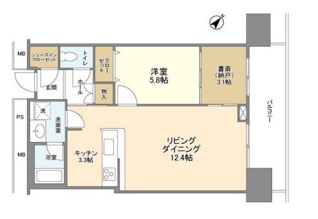リガーレ日本橋人形町(1SLDK/14階)の間取り写真