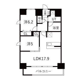 トレヴィ高岳(2LDK/11階)の間取り写真