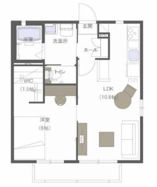 エステート笹谷VE(1LDK/1階)の間取り写真