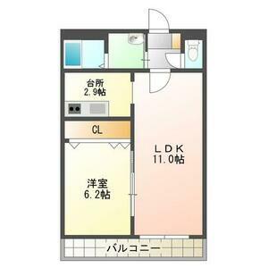 ライブイン西町(1LDK/3階)の間取り写真