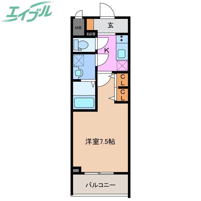 S-RESIDENCE四日市駅前COULEUR(1K/6階)の間取り写真