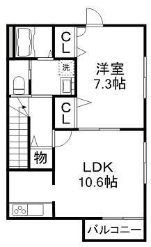 メゾン・アミーシカ(1LDK/2階)の間取り写真