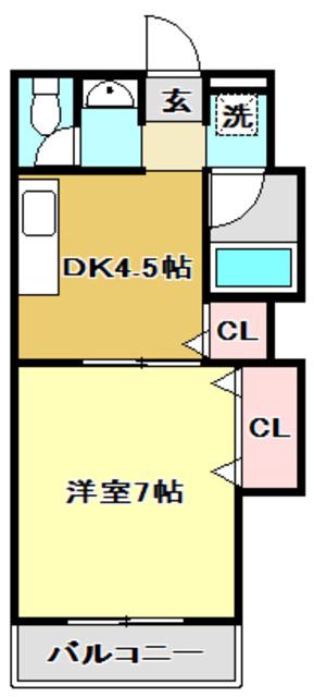 フルハウス(1DK/2階)の間取り写真