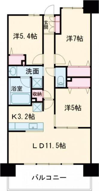 レーベン・グランデ美田園(3LDK/10階)の間取り写真