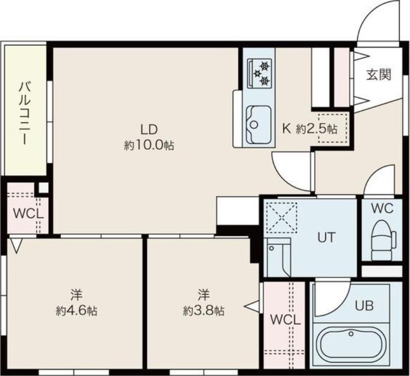 RAFFINE(2LDK/2階)の間取り写真