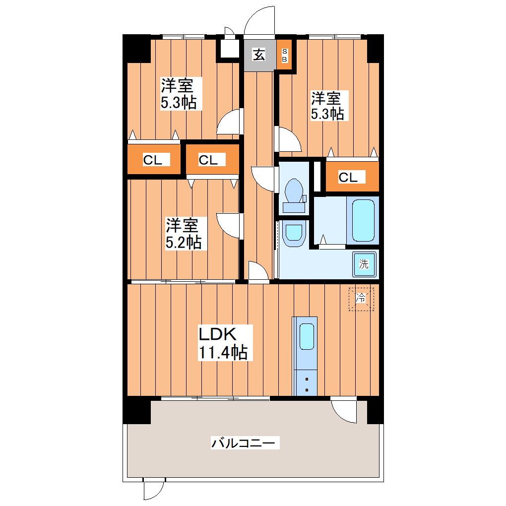 PRIERIII(3LDK/1階)の間取り写真