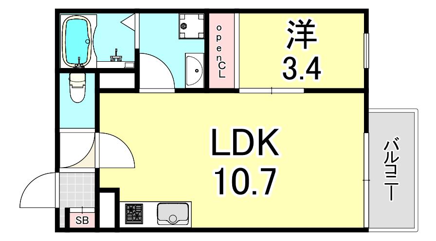 リブレメゾン東鳴尾I(1LDK/2階)の間取り写真