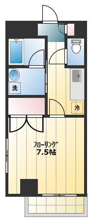 コンフォート富岡(1K/4階)の間取り写真