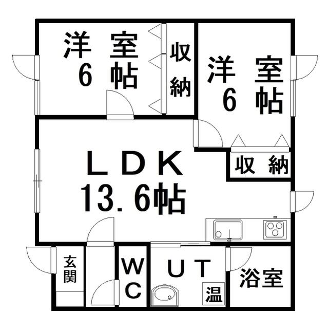 ビーンズIII(2LDK/1階)の間取り写真