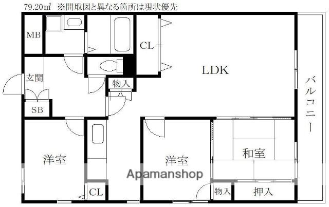 第2小林ビル(3LDK/8階)の間取り写真