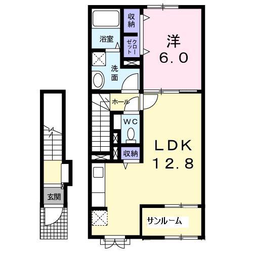 プレステージ上宮永(1LDK/2階)の間取り写真