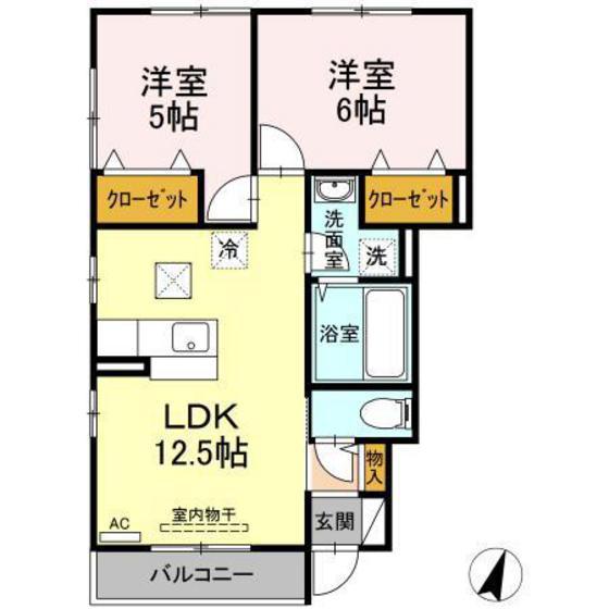 COZY COURTA棟(2LDK/1階)の間取り写真