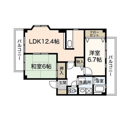 フォブール高橋(2LDK/2階)の間取り写真