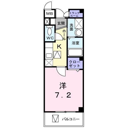 アビタシオン・M(1K/1階)の間取り写真