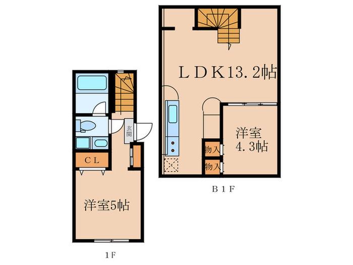 RESIDENCE CARITAS MEGURO(2LDK/B1階)の間取り写真