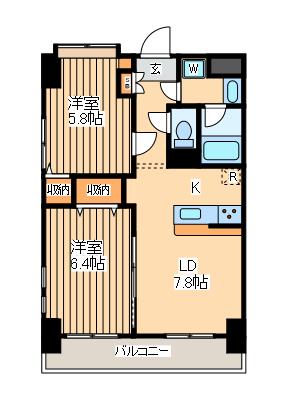 パルテンザB棟(2LDK/1階)の間取り写真