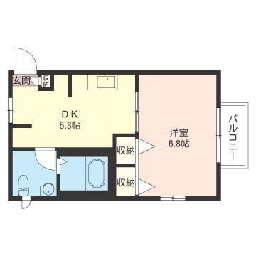 HANOVER HOUSE(1DK/1階)の間取り写真