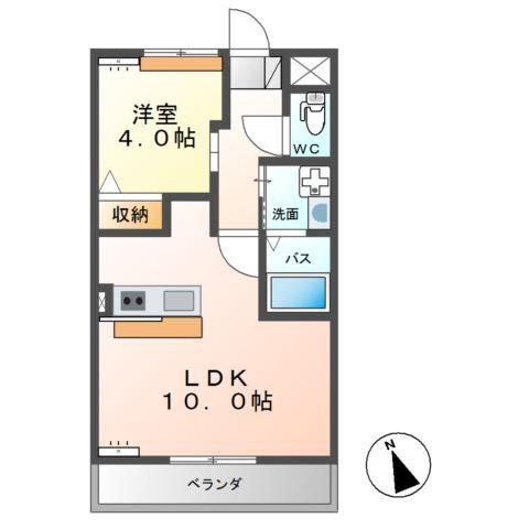 ファームヴィレッジトーワ(1LDK/2階)の間取り写真
