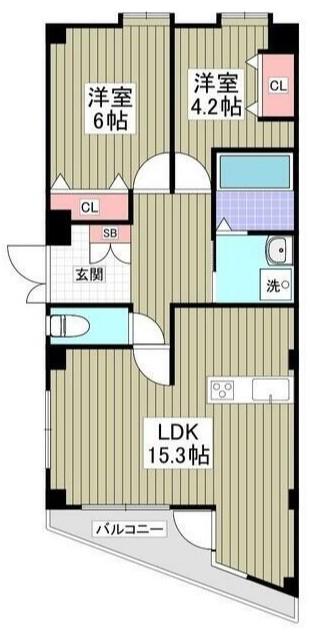 アルティス野川(2LDK/1階)の間取り写真