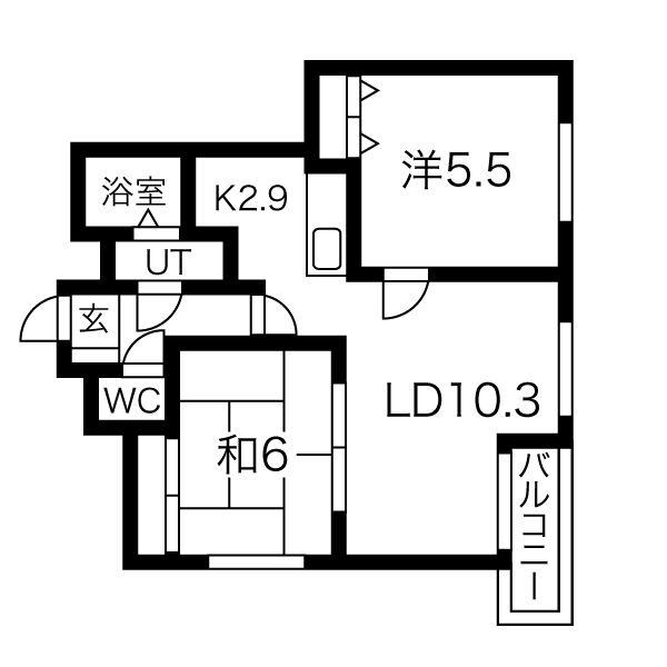 TRY-COURT(2LDK/3階)の間取り写真